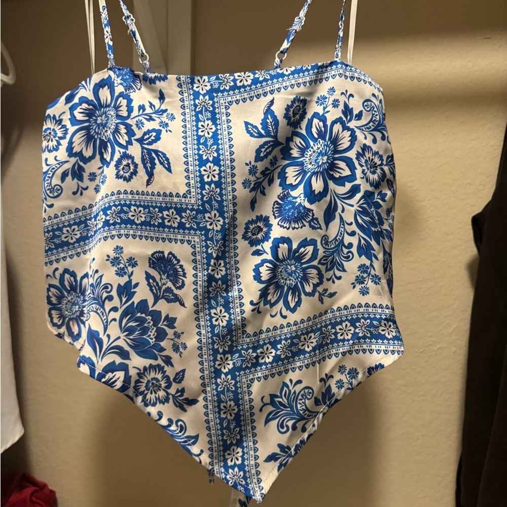 Blue Floral Women's Tank Top
